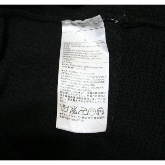 Banana Republic Womens L Merino Wool Cardigan Sweater Black 3/4 Sleeve Capsule - Picture 3 of 7